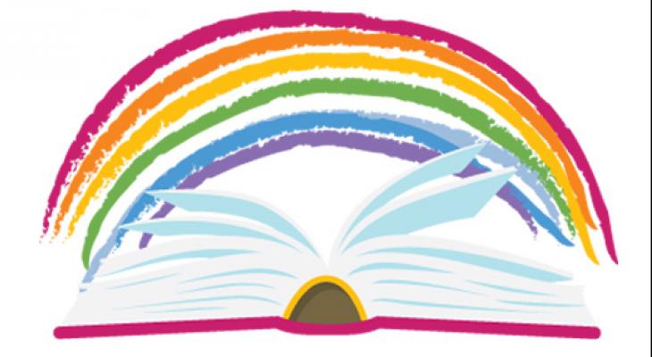 Colourful rainbow on top of an open book