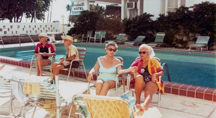 Sunbathers by the pool