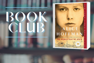 the words "BOOK CLUB" written in large font next to a photo of the cover of "the world that we knew" by alice hoffman