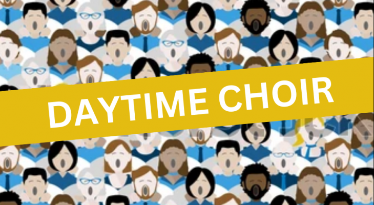 graphic of singing cartoons with DAYTIME CHOIR written across