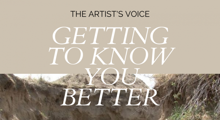 Getting to know you better text with image of two people leaning down against the soil
