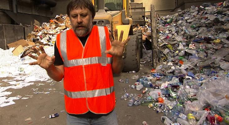 Person standing in front of garbage