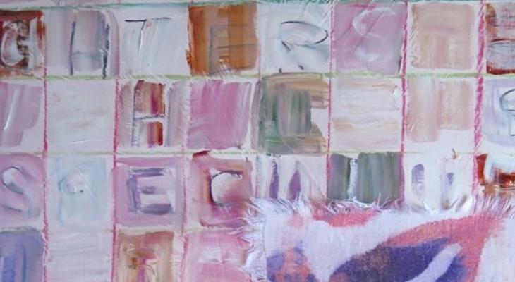 CROSSWORDS painting and collage by Margaret Rodgers