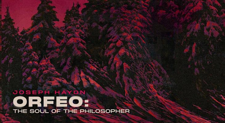 The name of the opera appears over a red tinted black and white image of a forest.