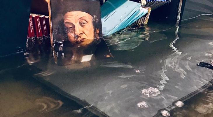 Painting and other artifacts immersed in water after the Venice floods of 2019.