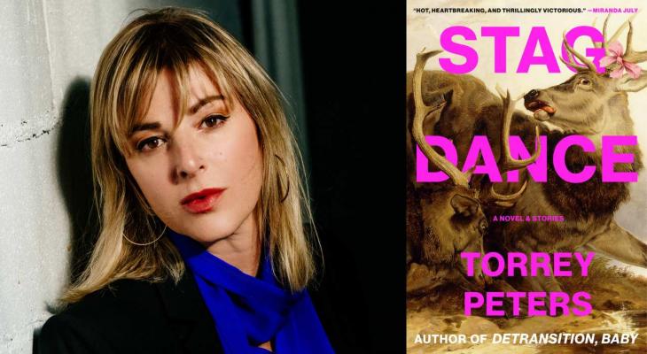 A portrait of Torrey Peters and the cover of Stag Dance.