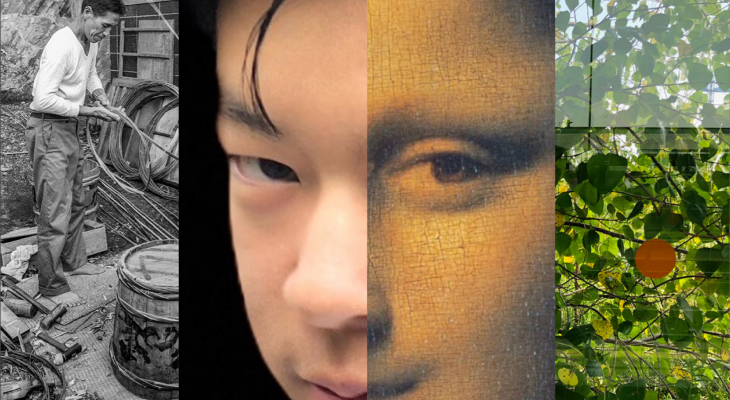 Lifescapes poster: collage of two portrait and two still life