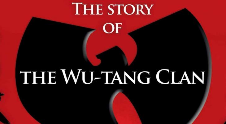 Black Wu-Tang logo against red background with text reading "The Story of The Wu-Tang Clan."