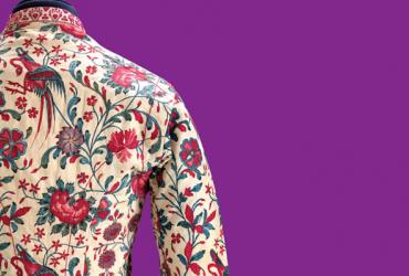 Woman’s jacket with floral design.