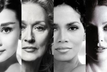 Collage of Audrey Hepburn, Meryll Streep, Hallie Berry and Julianne Moore
