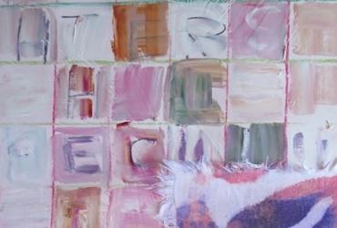 CROSSWORDS painting and collage by Margaret Rodgers