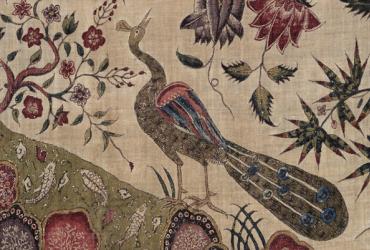 Textile featuring bird and flowers