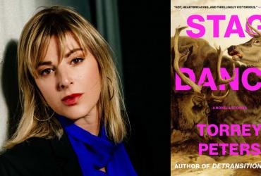 A portrait of Torrey Peters and the cover of Stag Dance.