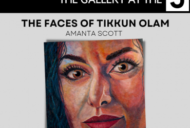 Close up painting of a woman's face against a white background