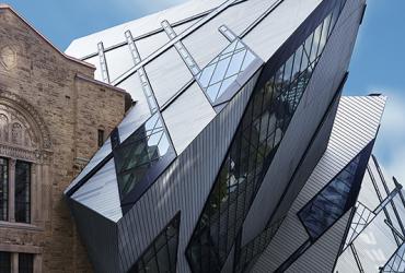 View of exterior ROM Michael Lee-Chin Crystal from Bloor Street.