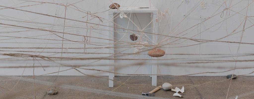 Audience and art interact in Riverbed by Yoko Ono at the Gardiner Museum